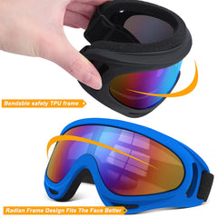 OXG adjustable nylon strap stretched to show secure helmet-compatible fit
