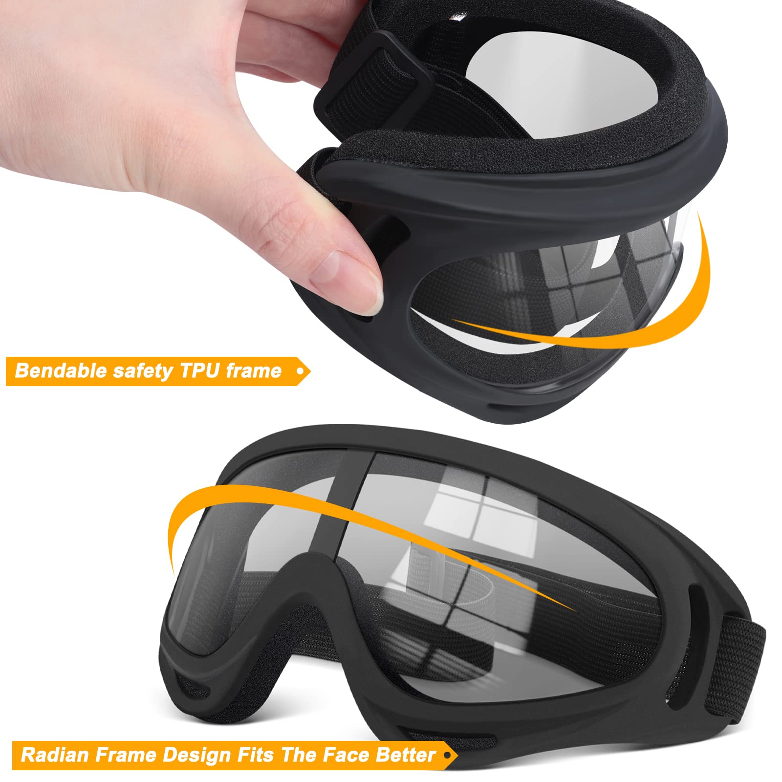 OXG goggles fitted to a half-face helmet demonstrating helmet compatibility