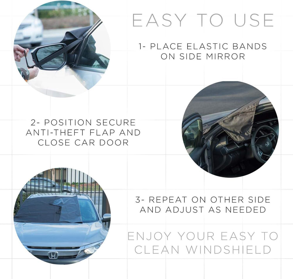 OxGord side panel tucked into door anchoring cover against wind