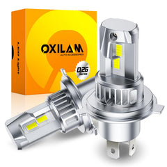 OXILAM front view pack of two LEDs showing fit and improved visibility