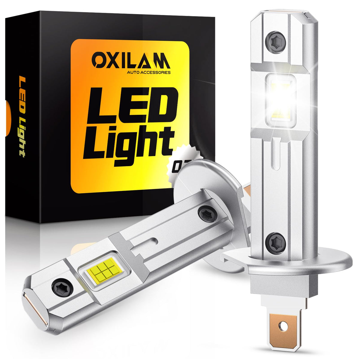 OXILAM H1 front view showing compact, true-to-halogen shape and bright output benefit