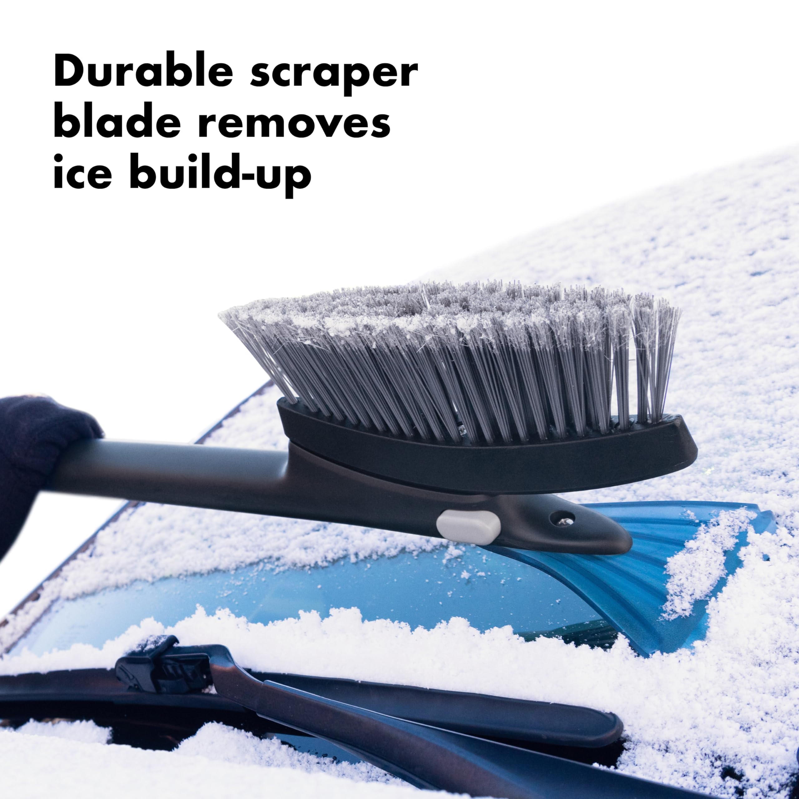 OXO soft grip handle detail ensuring secure control in cold