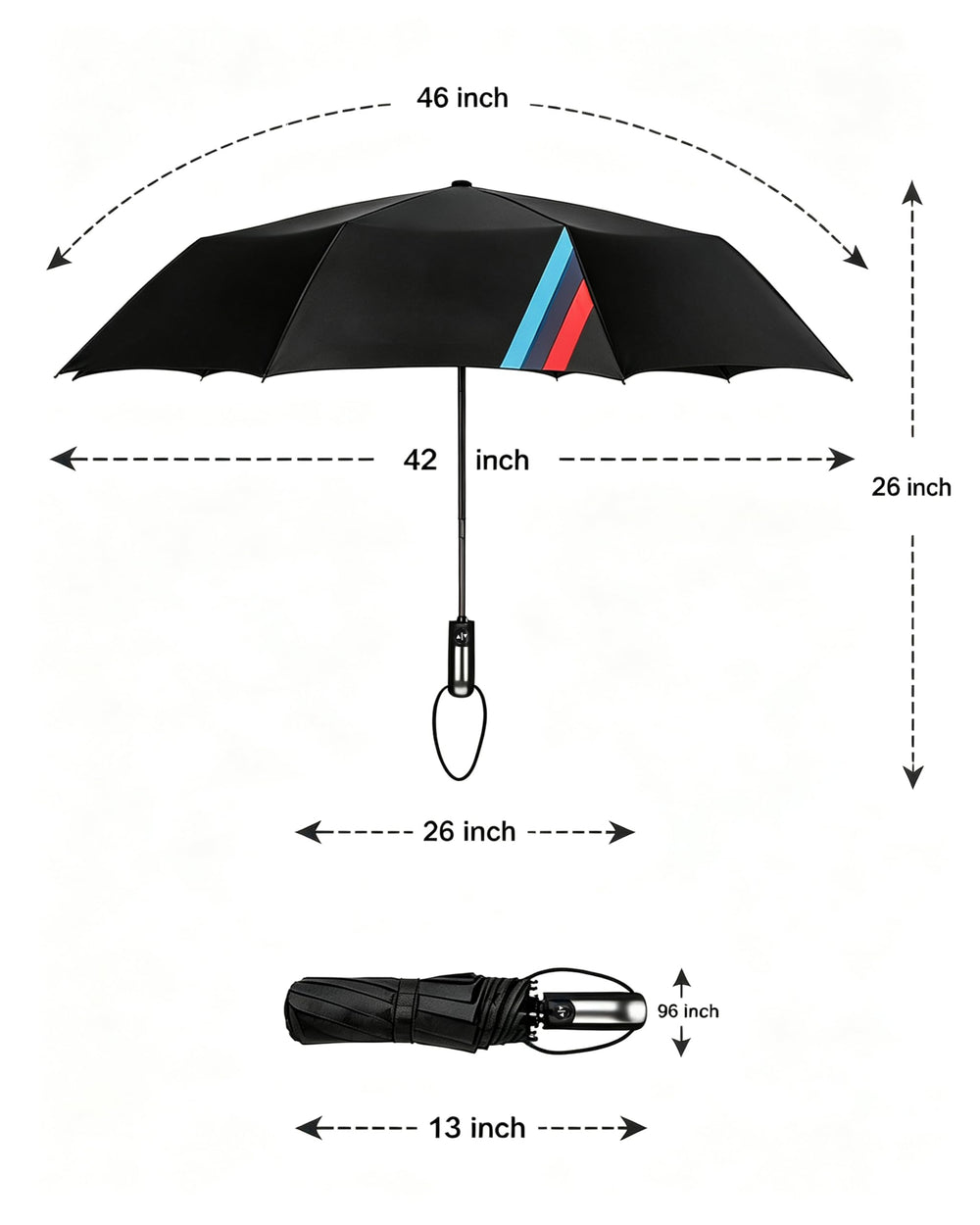OYADM umbrella in use as driver exits car showing immediate protection