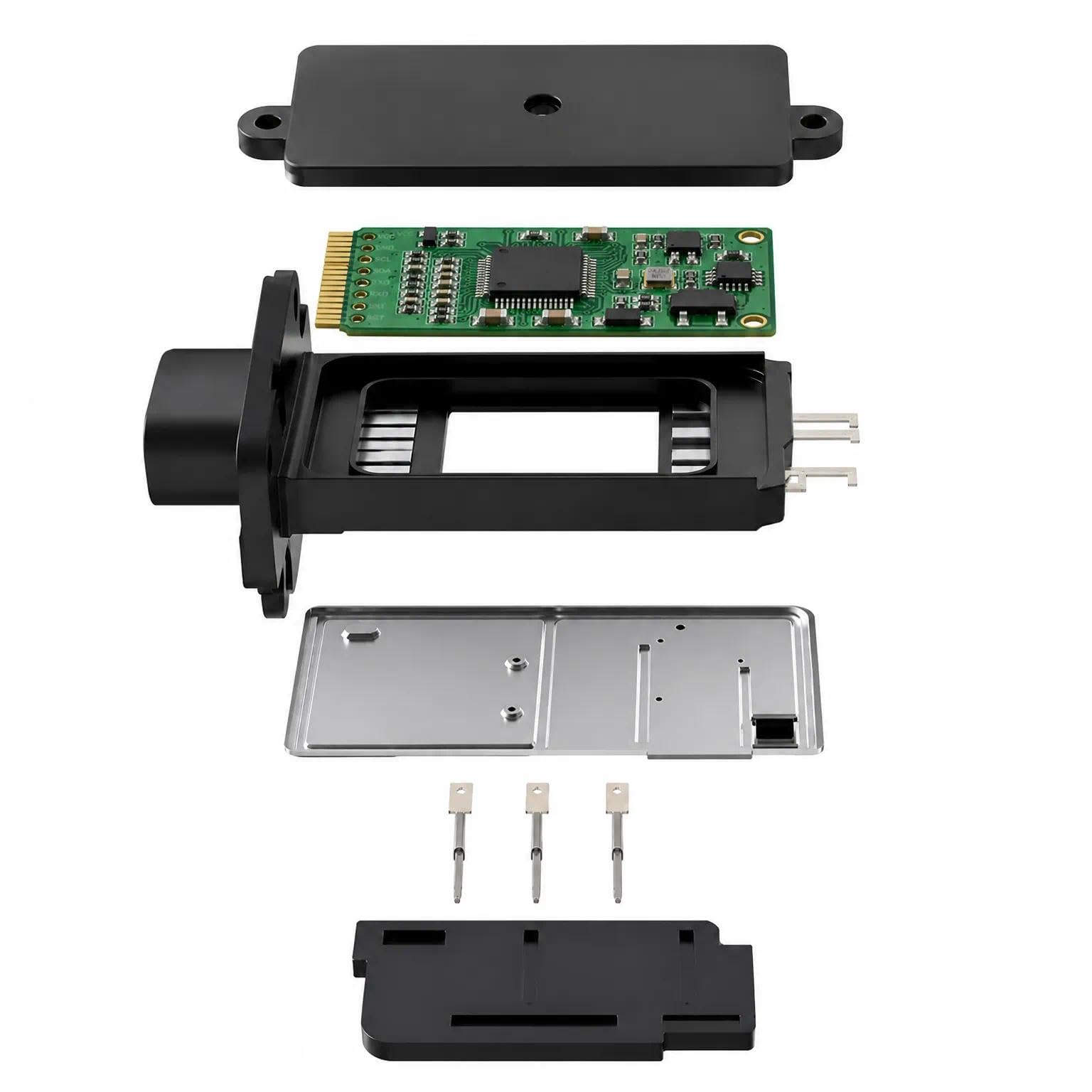 OYEAUTO sensor next to ruler demonstrating compact size advantage