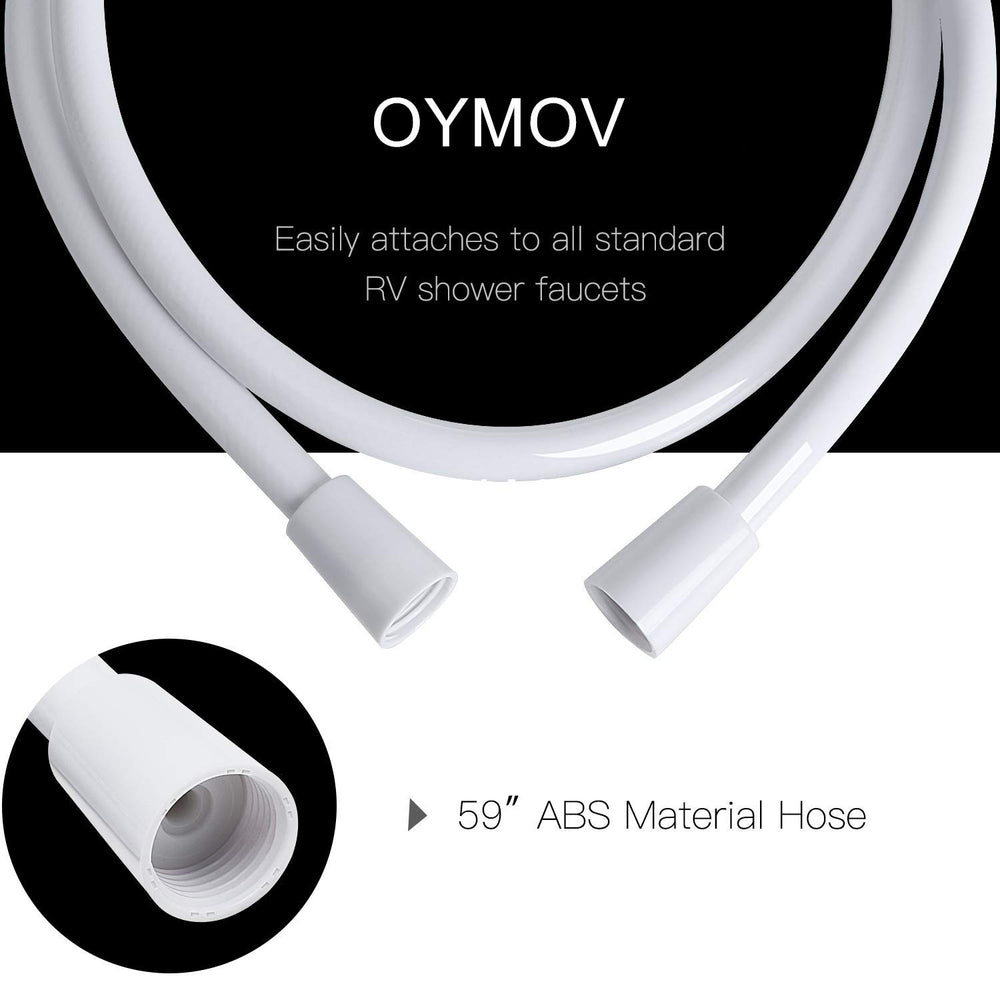 OYMOV pause valve handle close-up highlighting on/off control for immediate water savings