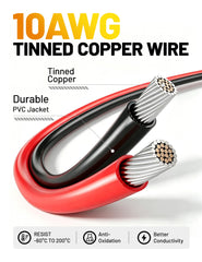 Oyviny close-up of 10AWG tinned copper wires displaying durable low-resistance conductors