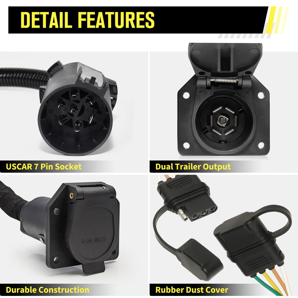 Oyviny close-up of 7-way blade connector highlighting secure electrical contact