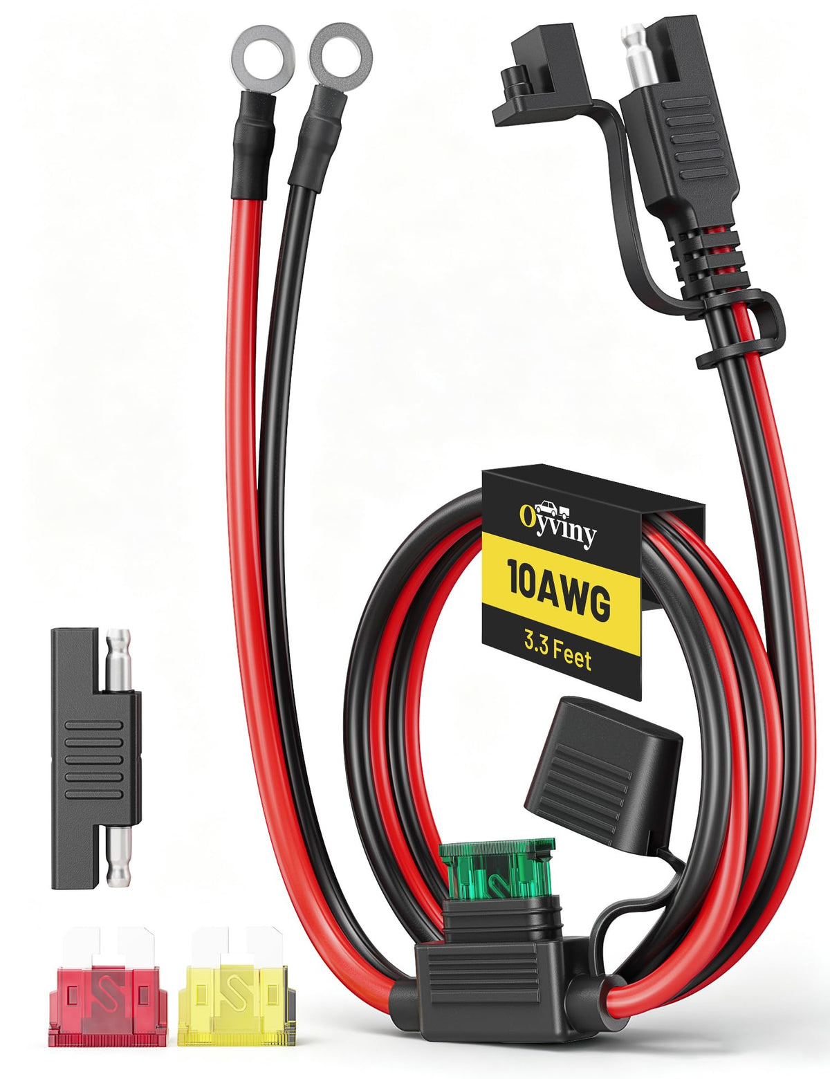 Oyviny front view of quick-disconnect harness showing plug and terminals for easy connection