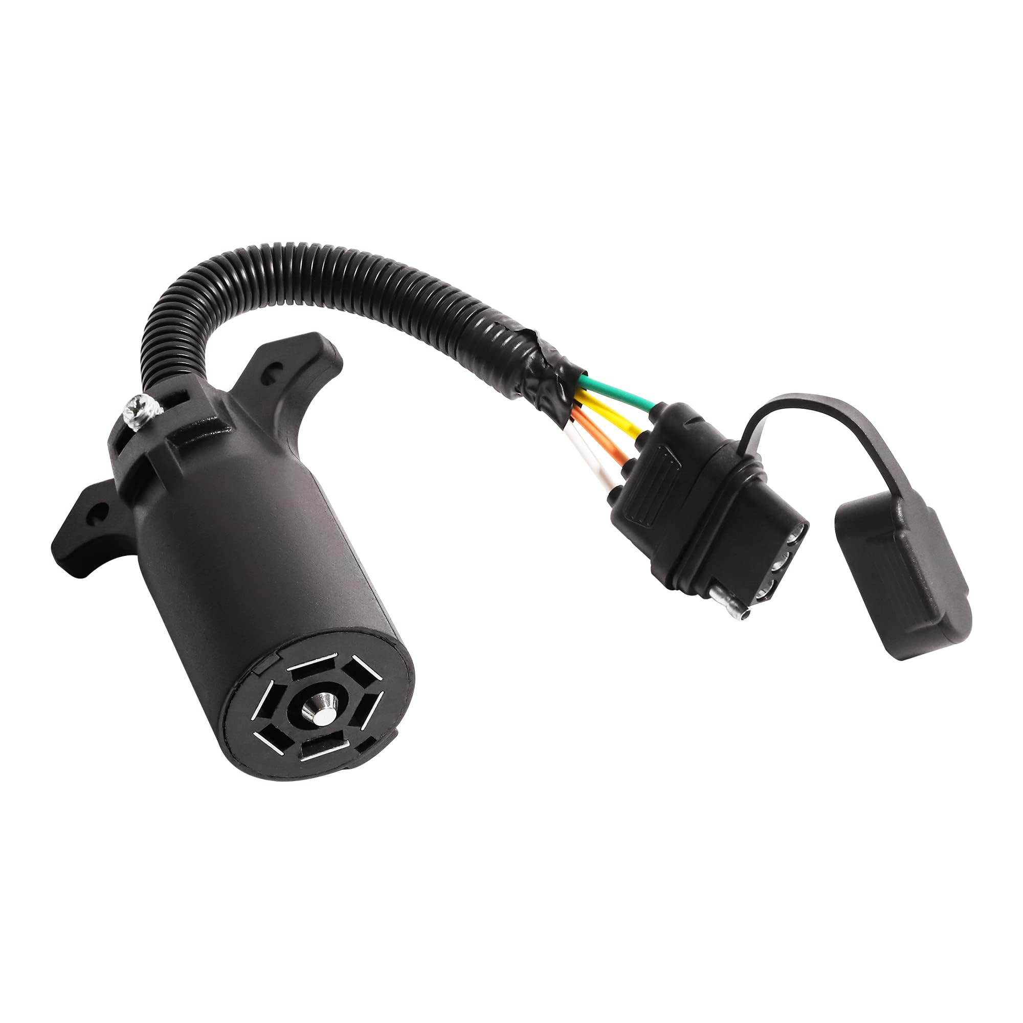 Oyviny front view of adapter showing connectors and compact length for easy towing