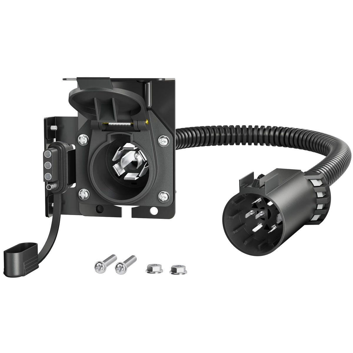 Oyviny front view of adapter showing both 7-way and 4-way outputs for flexible towing