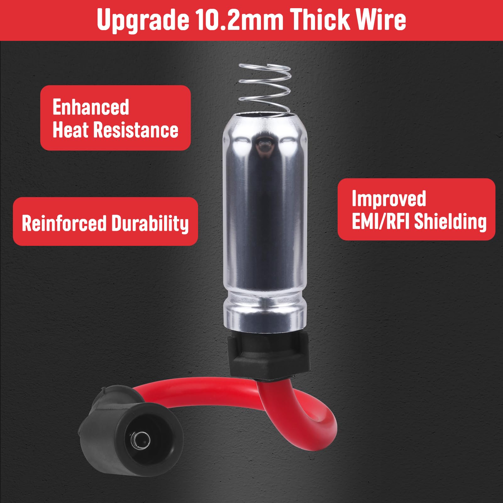 Ozikutech iridium spark plug closeup highlighting 1mm pre-gap for consistent ignition