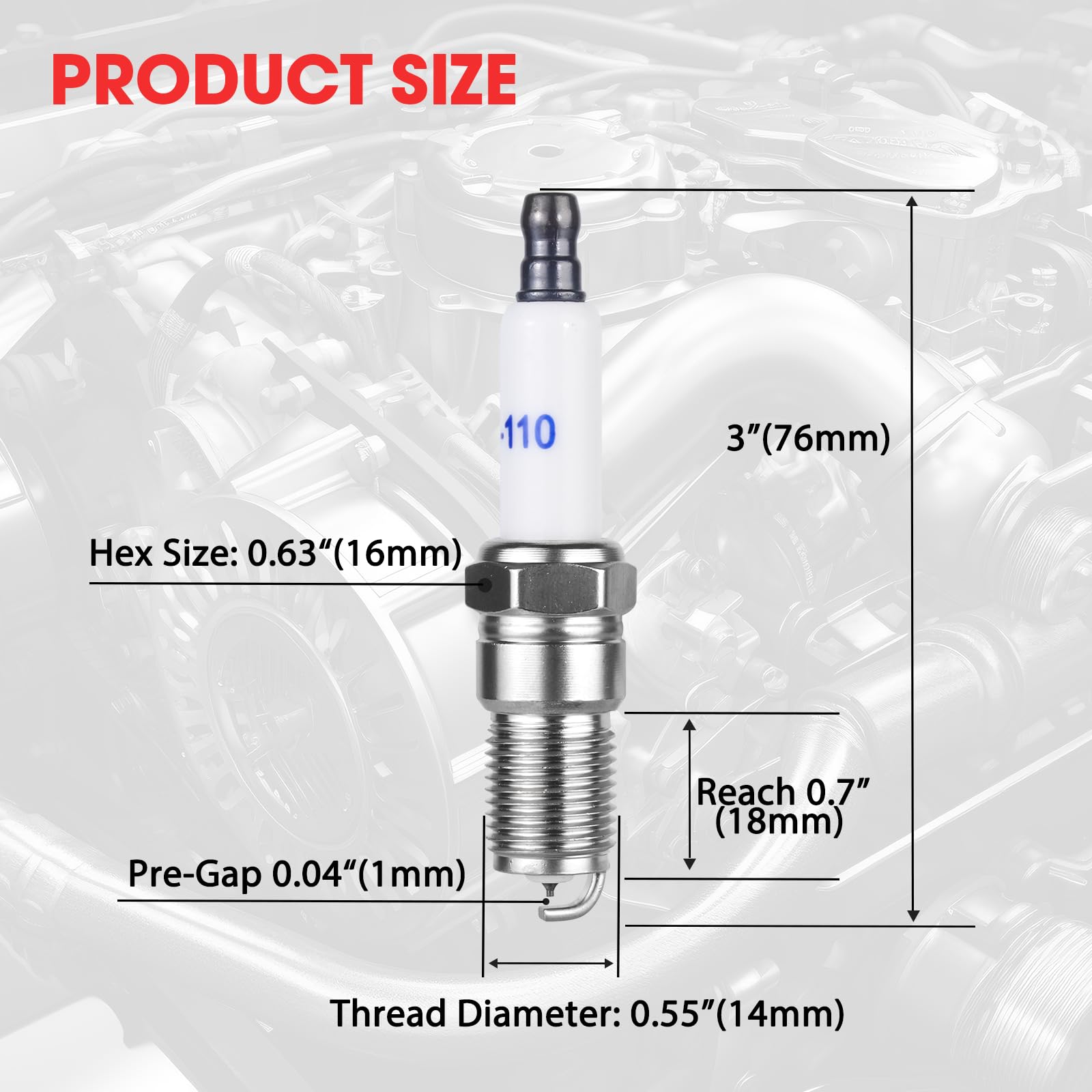 Ozikutech plug pre-gap measurement set to 0.04 inch for consistent ignition performance