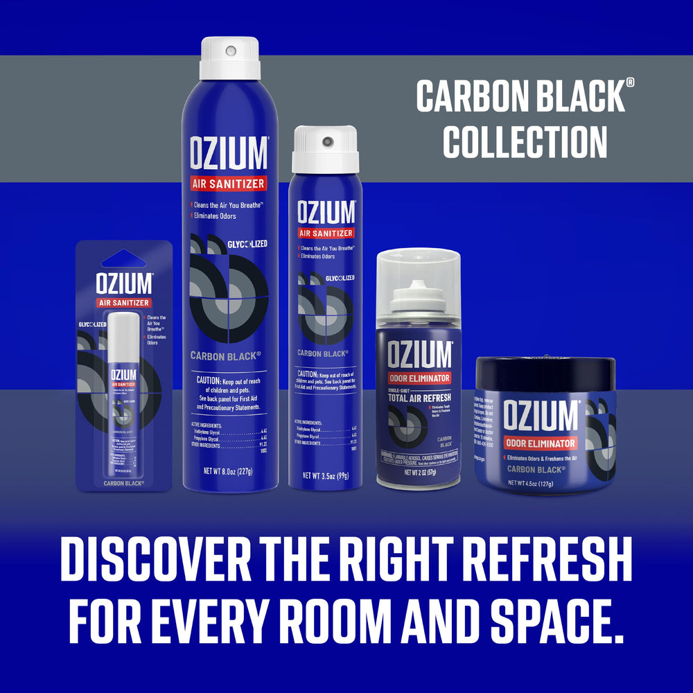 Person activating Ozium fogger in parked car indicating easy single-shot use