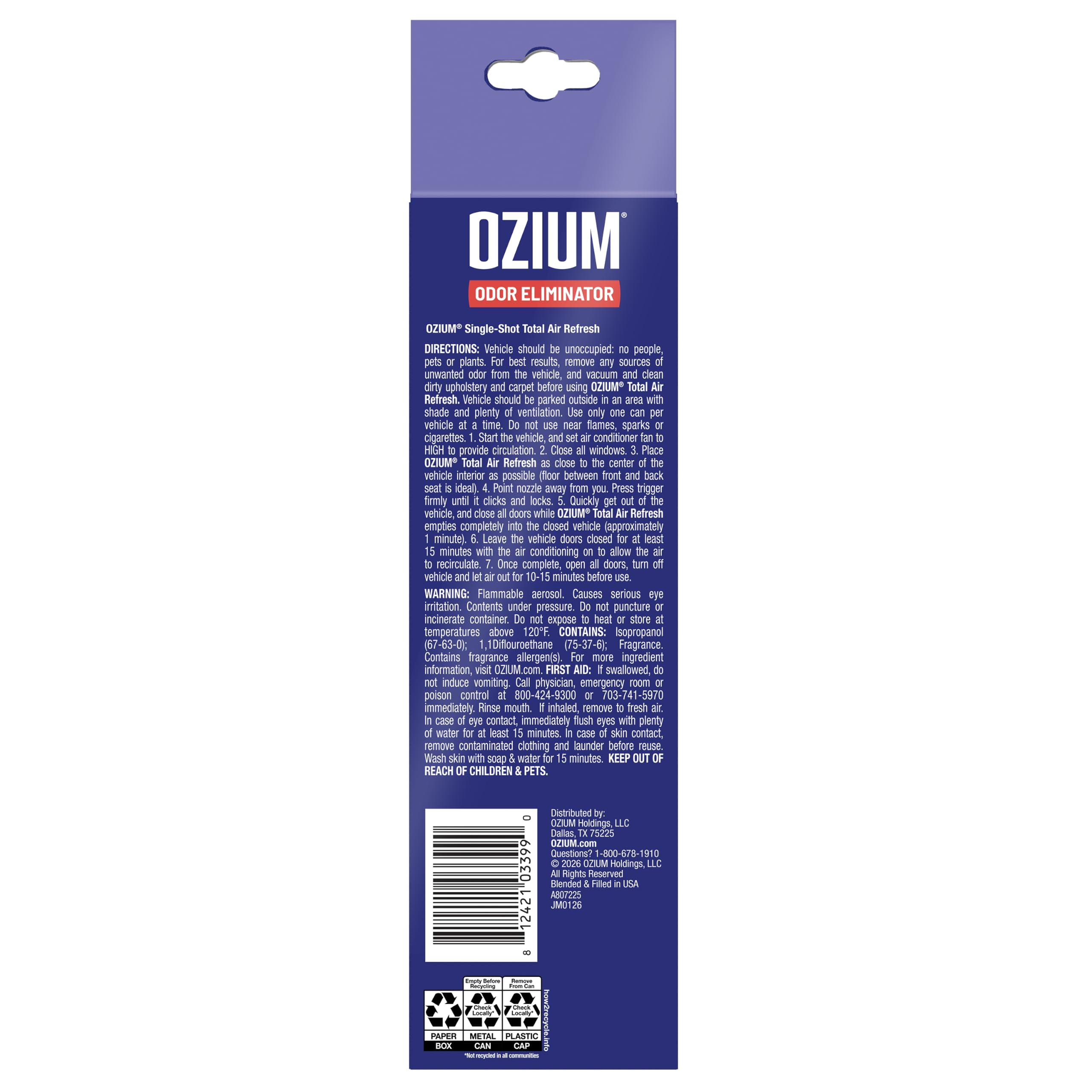 ozium held in hand showing compact size for easy handling