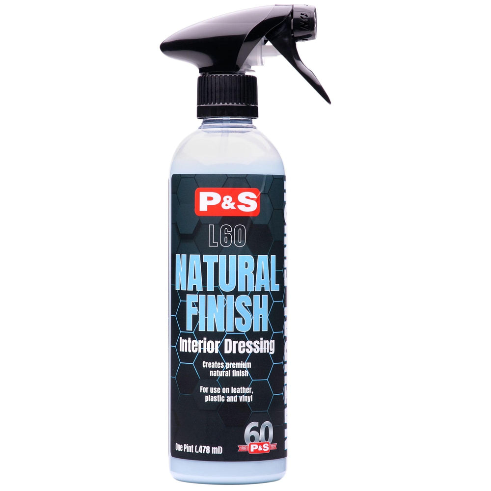P&S Natural Finish front bottle shot showing label and low-gloss benefit
