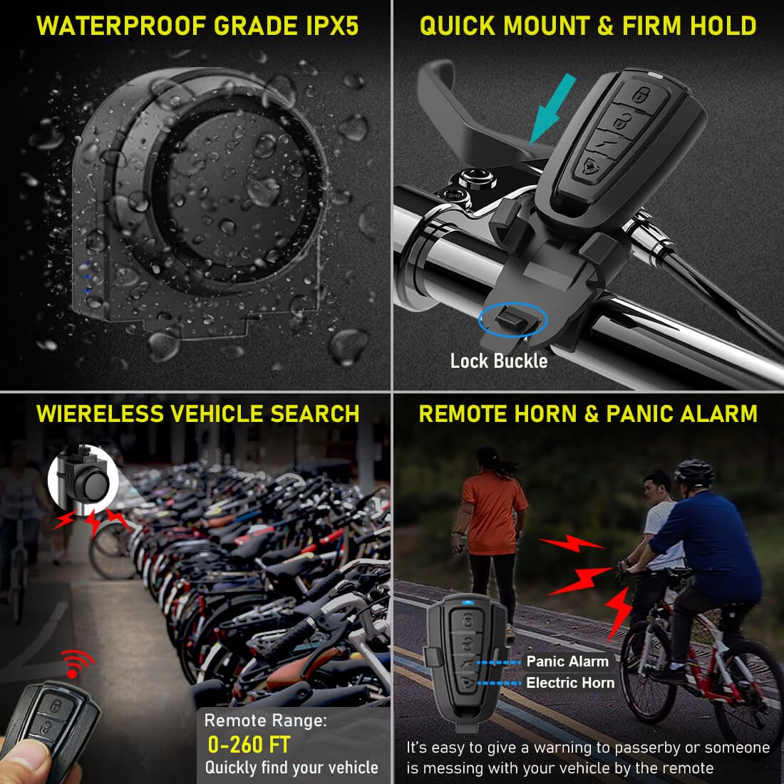 PADONOW on scooter in light rain, IPX5 protection maintains reliable alerting