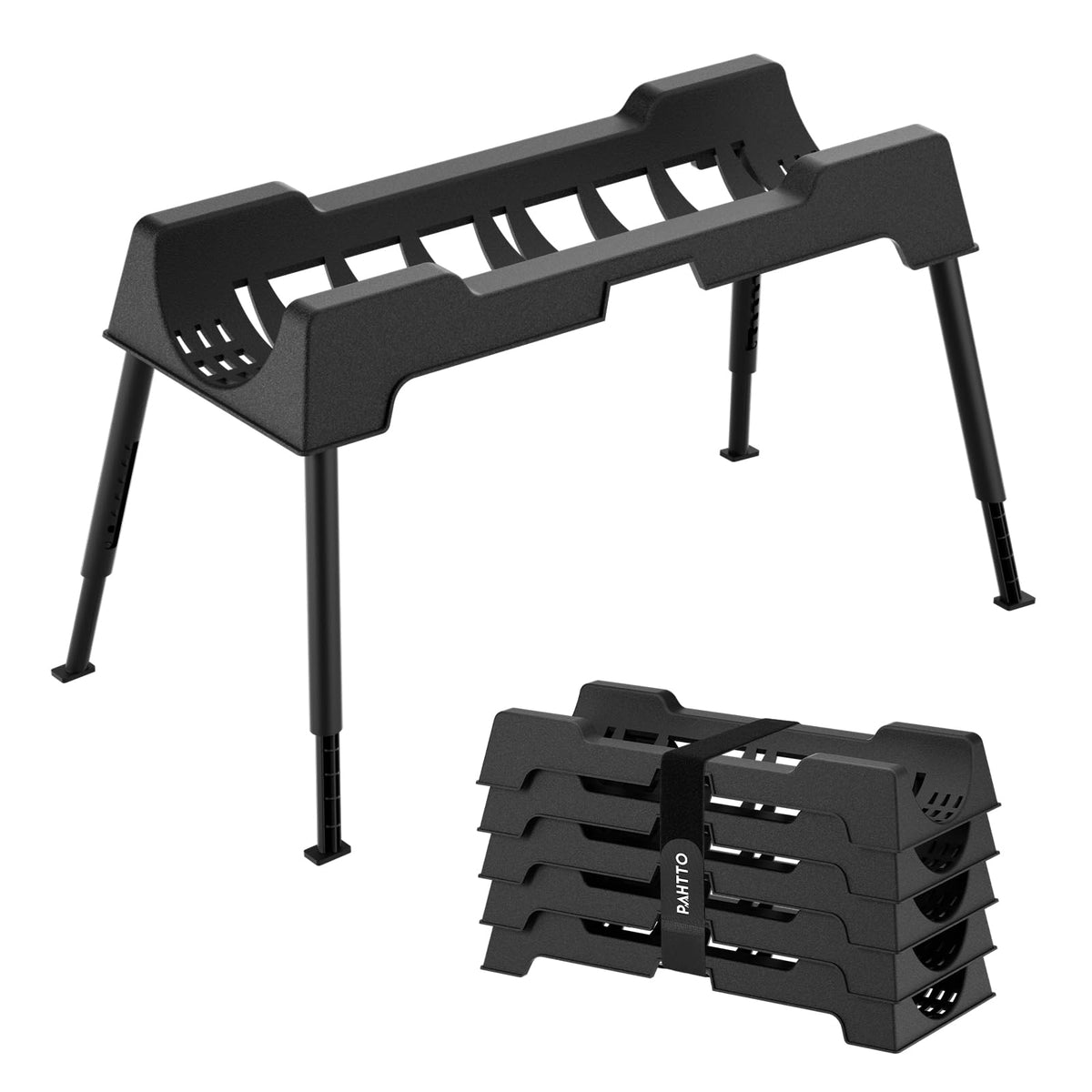 PAHTTO front view of stacked sections showing compact storage and portability