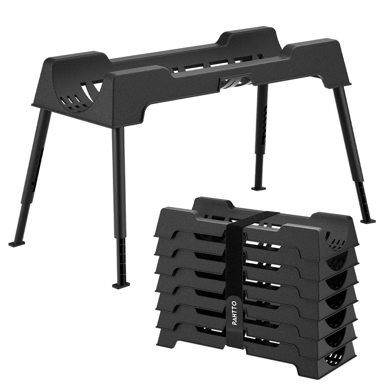 PAHTTO front view of assembled 7-section support showing organized hose benefit