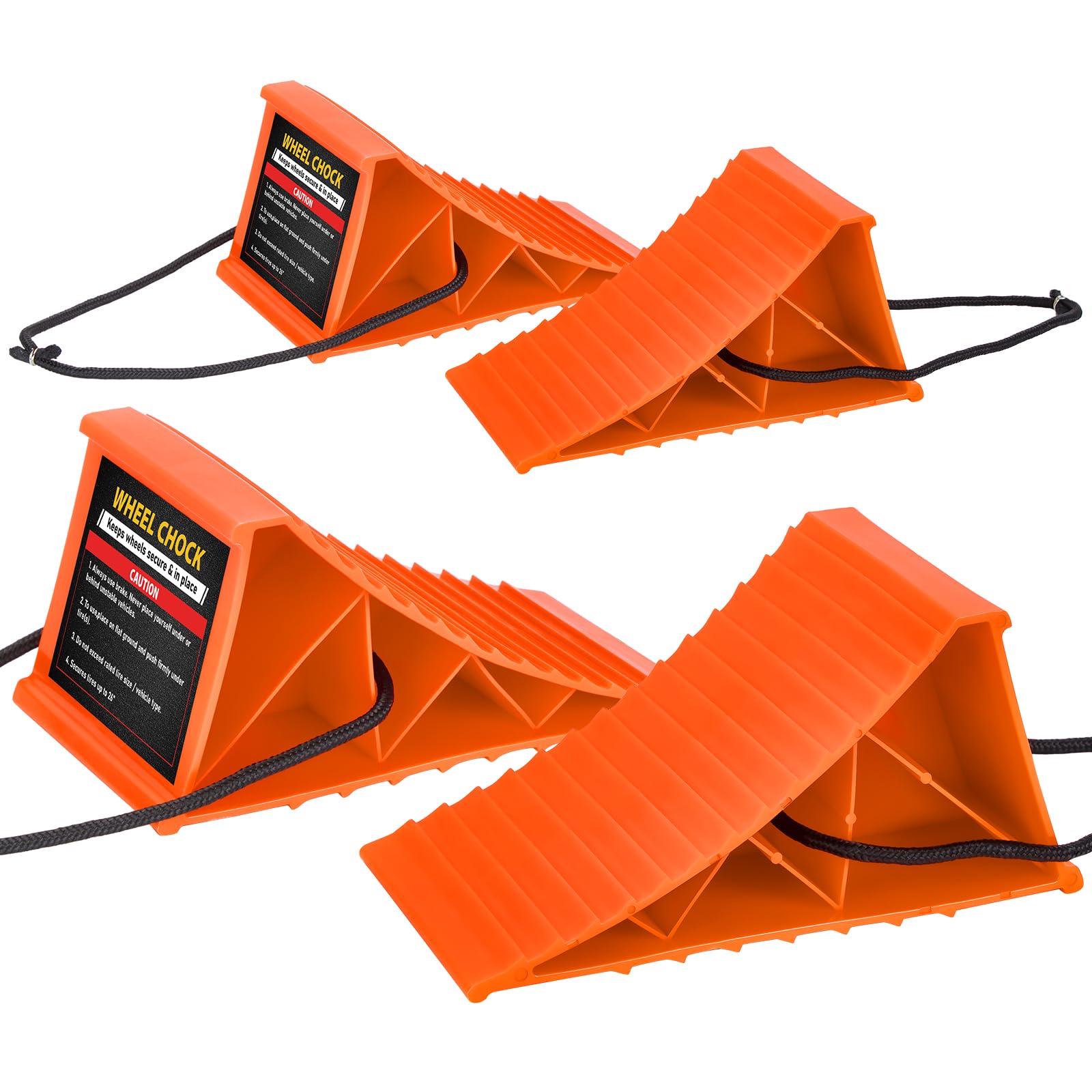 PAHTTO wheel chocks front view showing sturdy build and stable base benefit