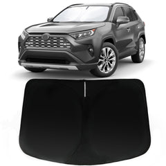 PAIMOHO front view of sun shade fitted for RAV4 showing precise fit and cooling benefit
