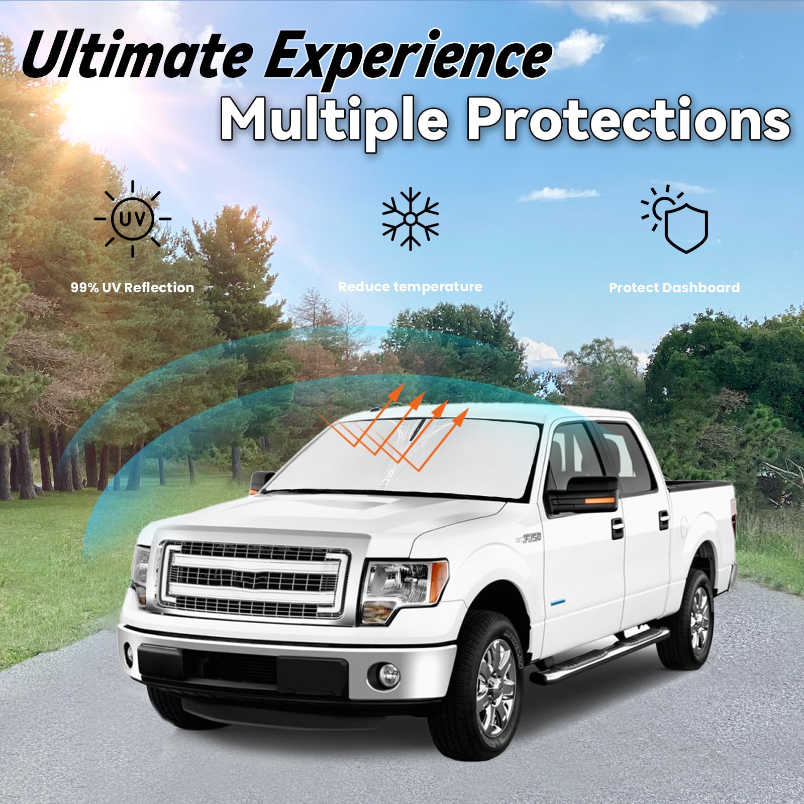 PAIMOHO installed inside Ford F-150 windshield demonstrating full coverage benefit