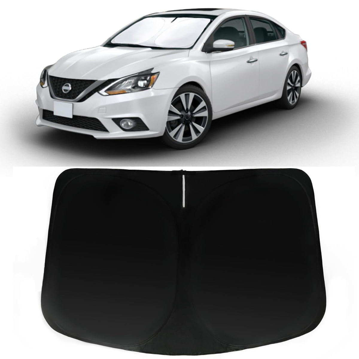 PAIMOHO sun shade front fit showing full windshield coverage and UV protection