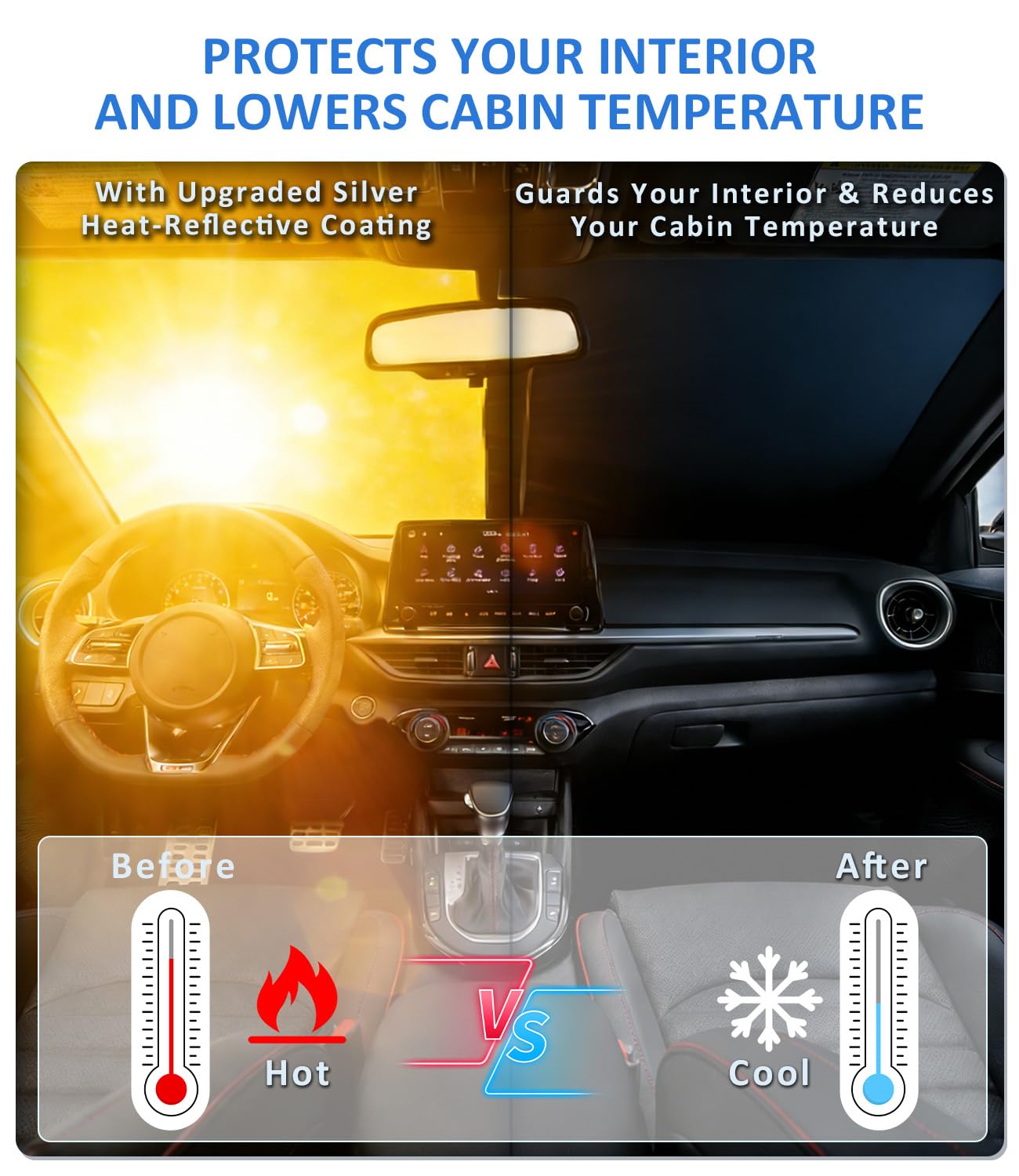 PAIMOHO size comparison with steering wheel showing accurate fit for RAM 1500