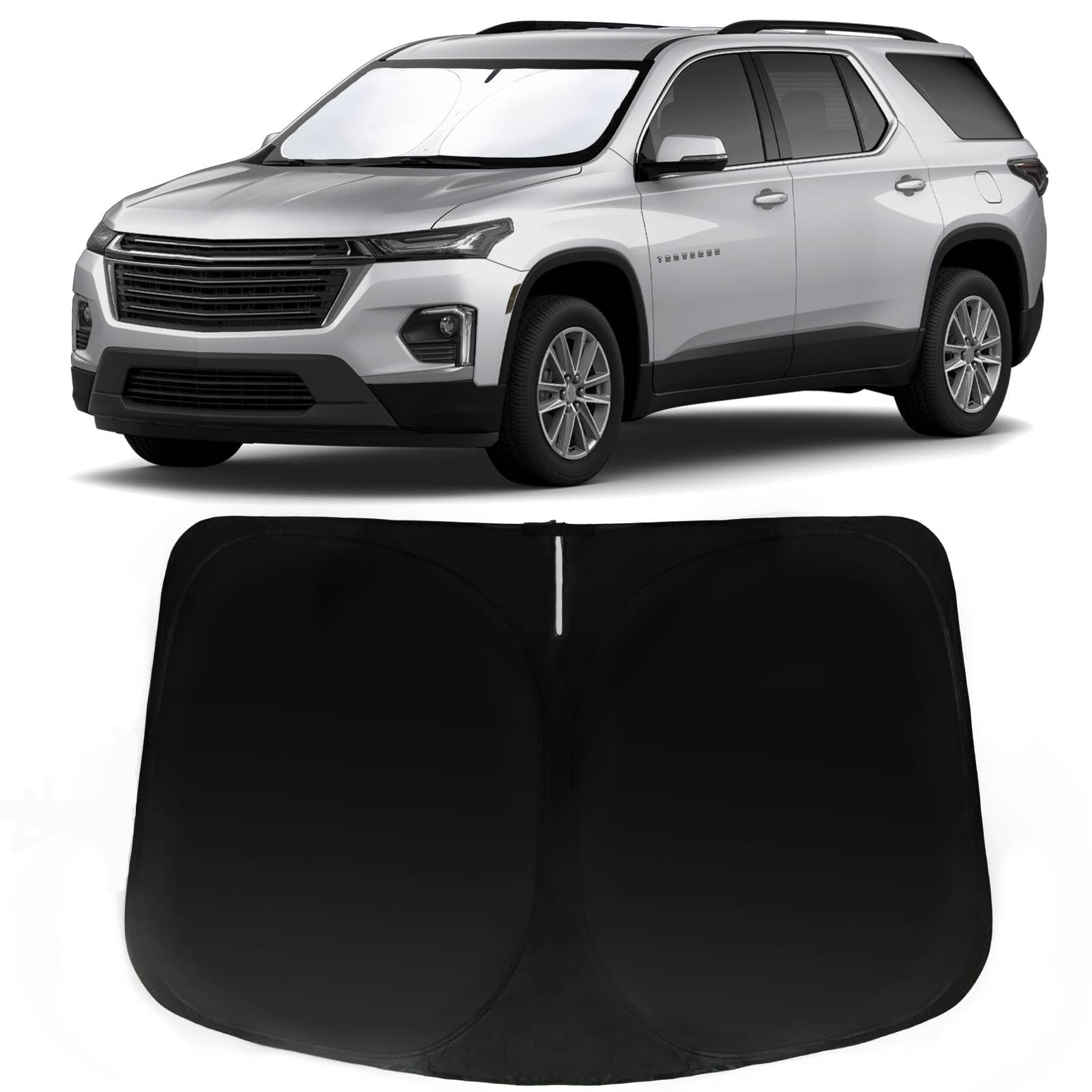 PAIMOHO front view of custom-fit Traverse sun shade showing full coverage and protection