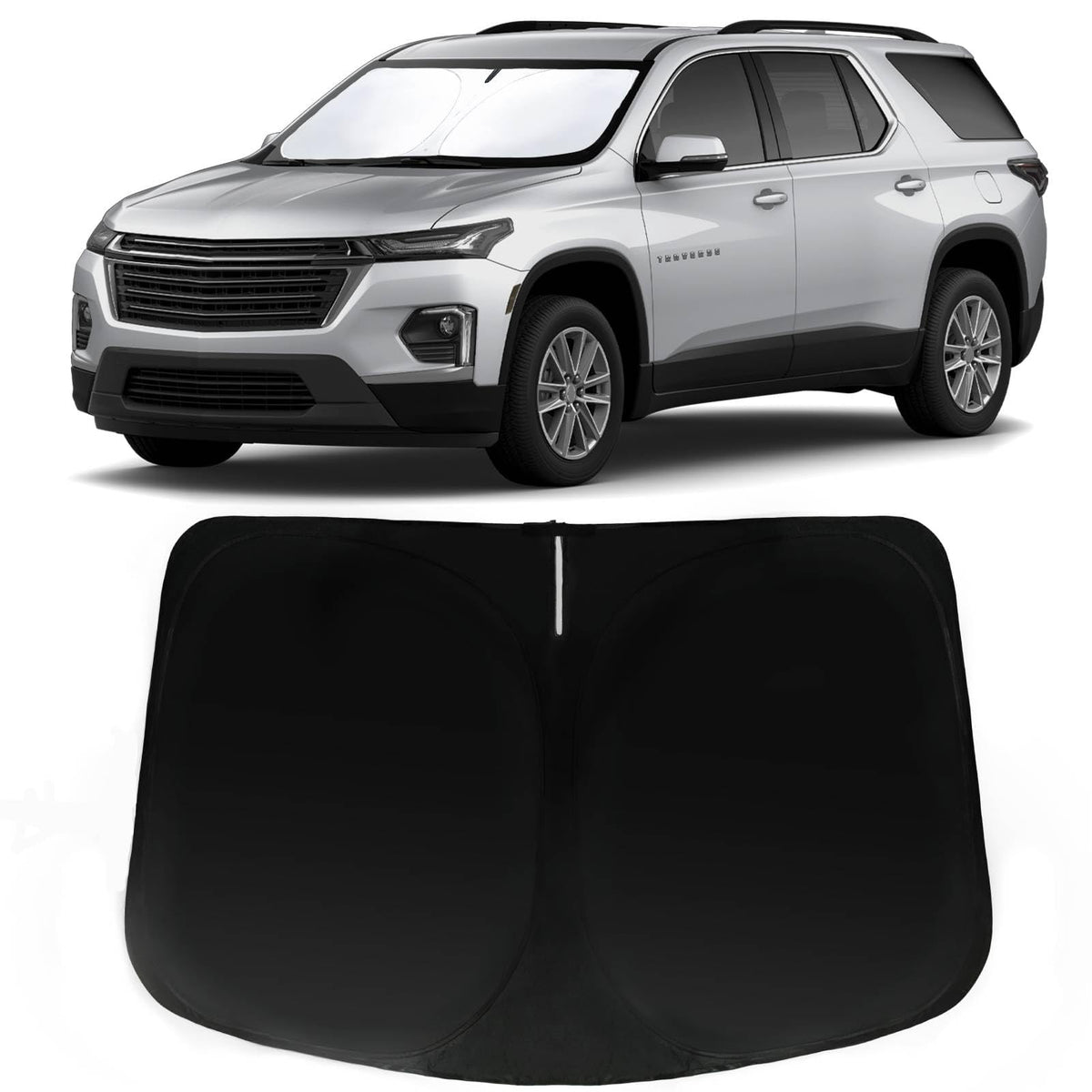 PAIMOHO front view of custom-fit Traverse sun shade showing full coverage and protection