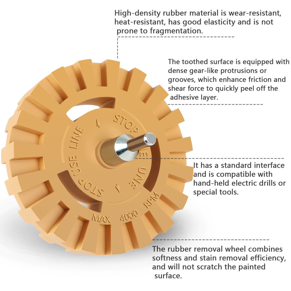 Pakeed solid rubber wheel closeup showing texture and durable material that protects paint during gentle removal