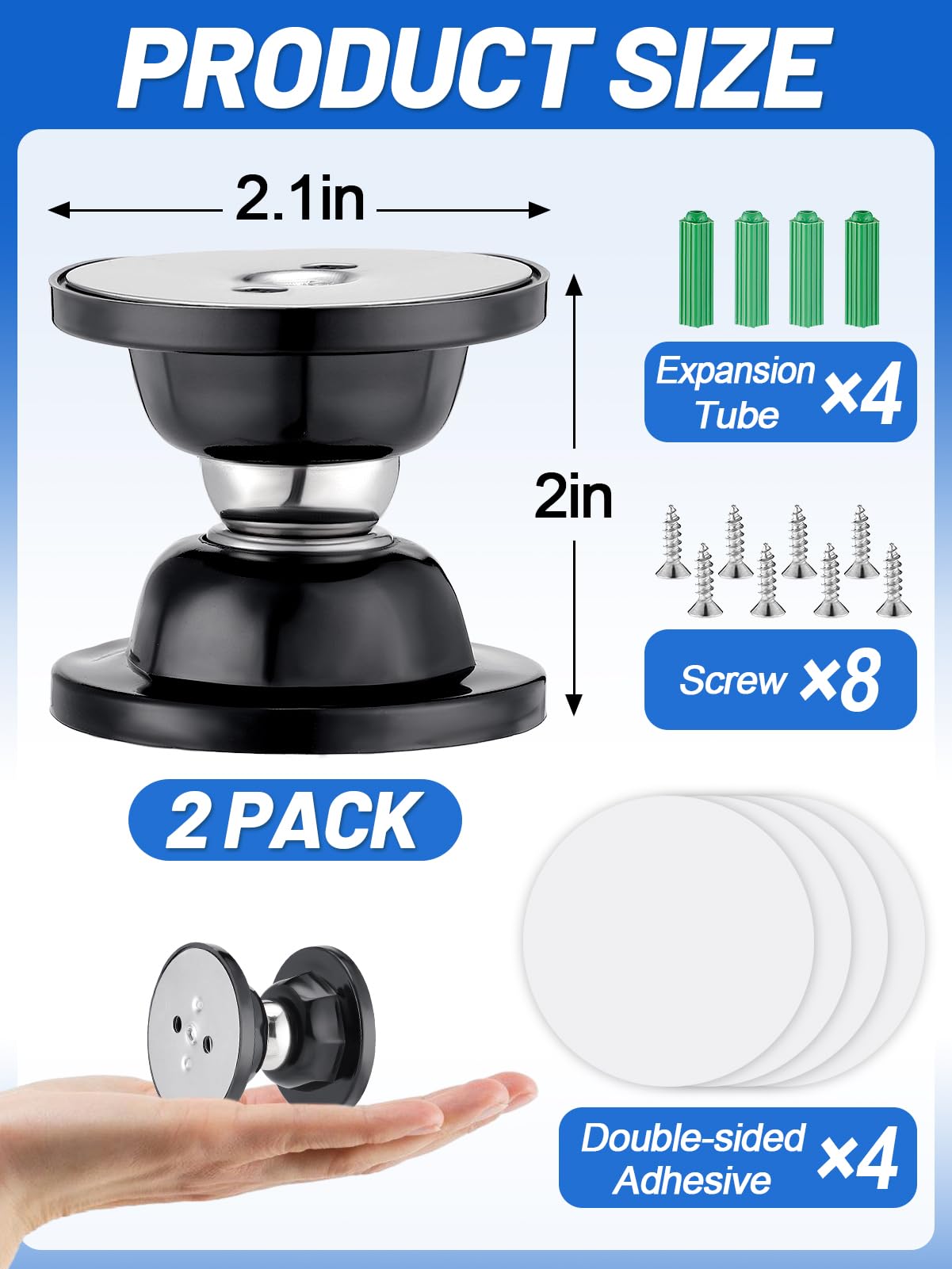 PAMASE next to a ruler showing compact 2×2.1 inch size for tight camper spaces