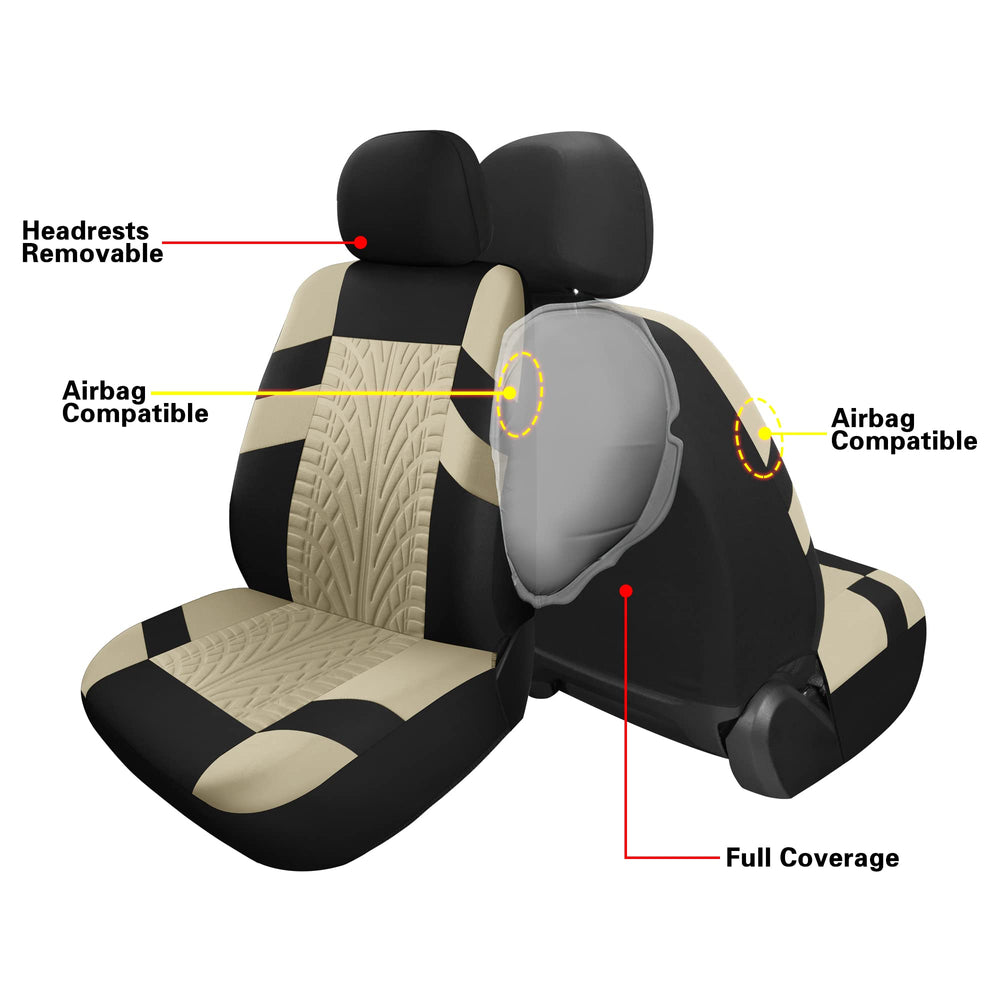 Pariitadin installed seat cover showing airbag-compatible seam for safe deployment