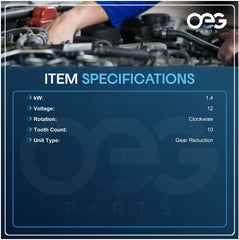 Parts Player OEG starter pinion close-up showing 10-tooth drive and durability