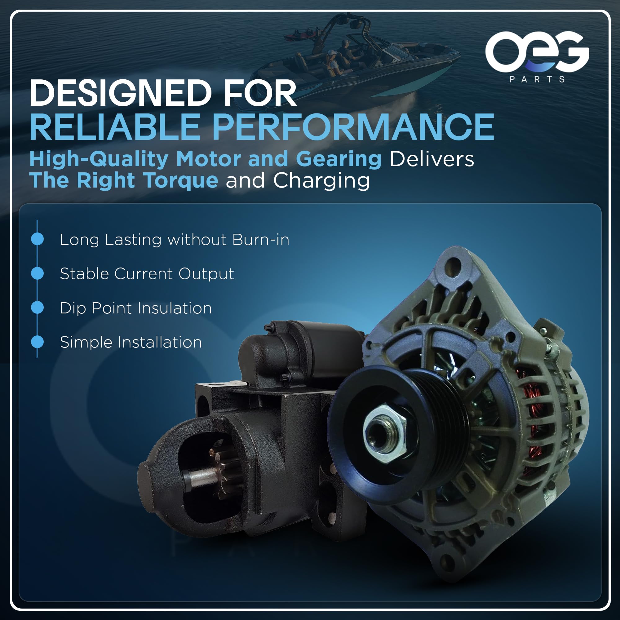 Parts Player starter label and stamped specs showing OEM reference numbers for confirmation