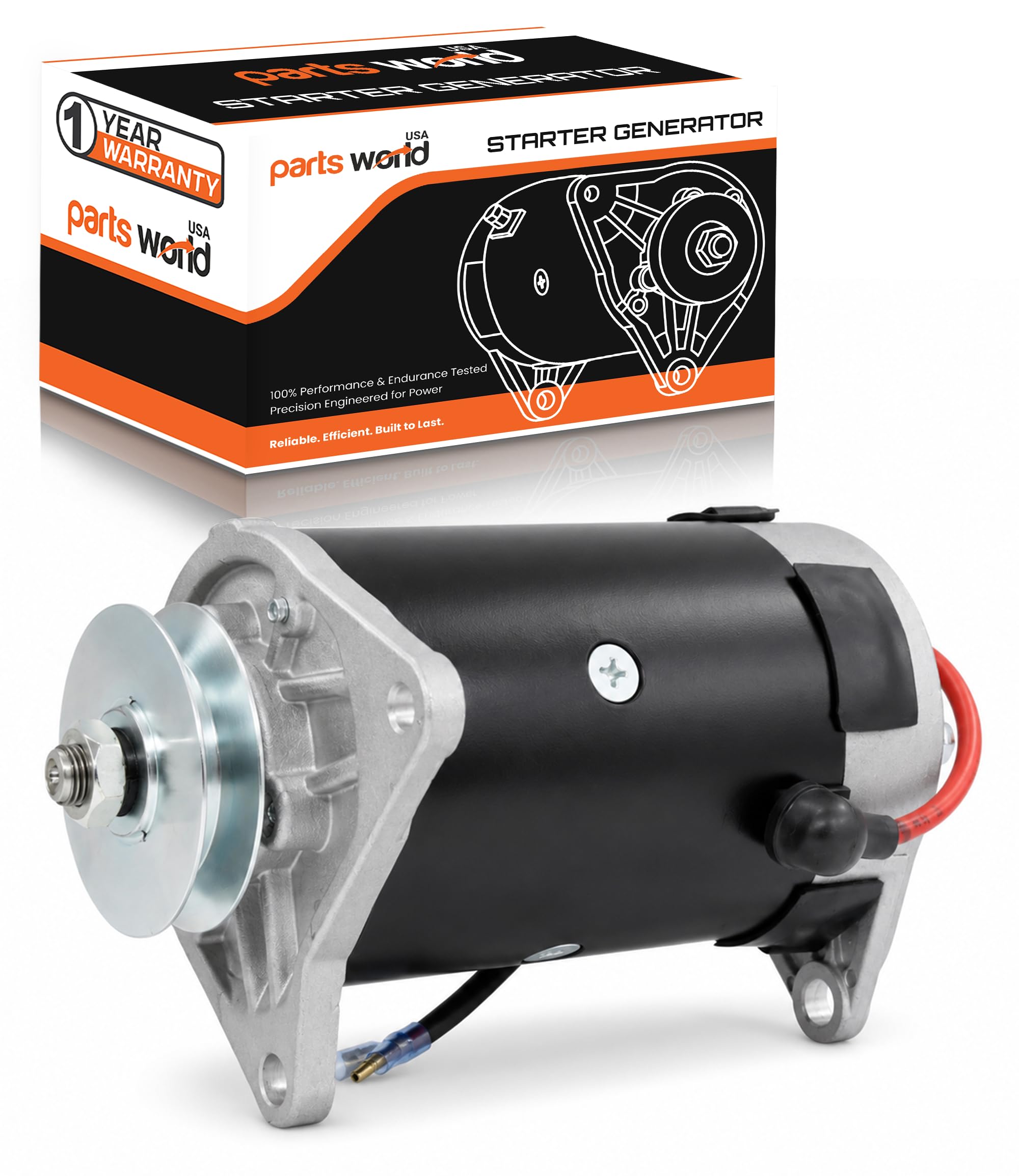 Parts World USA starter generator front view showing fitment benefits