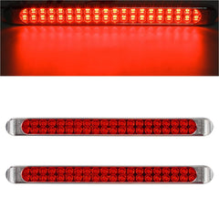 Partsam front view 17 inch light bar showing bright red lens and chrome bezel for improved visibility