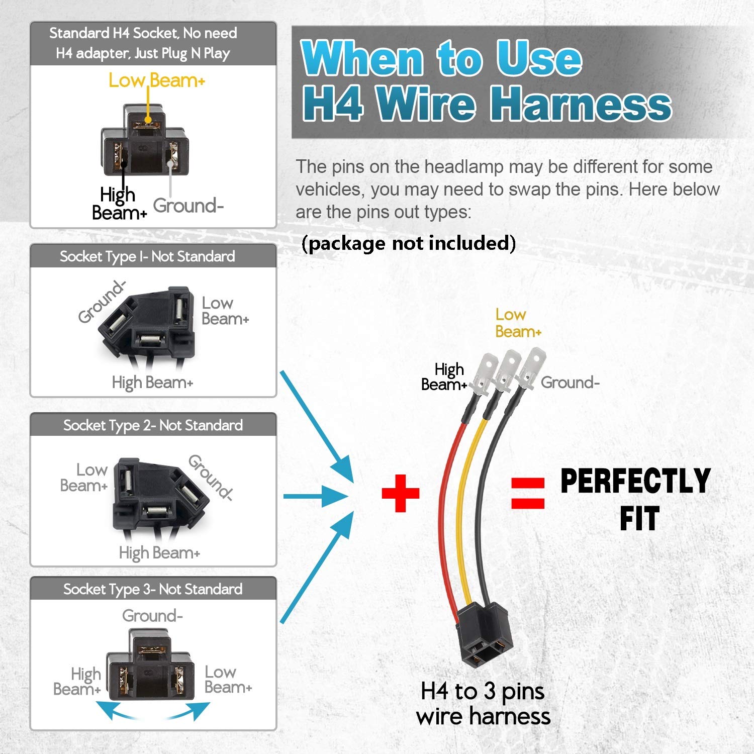 Partsam back connector three-prong plug visible for easy vehicle fitment