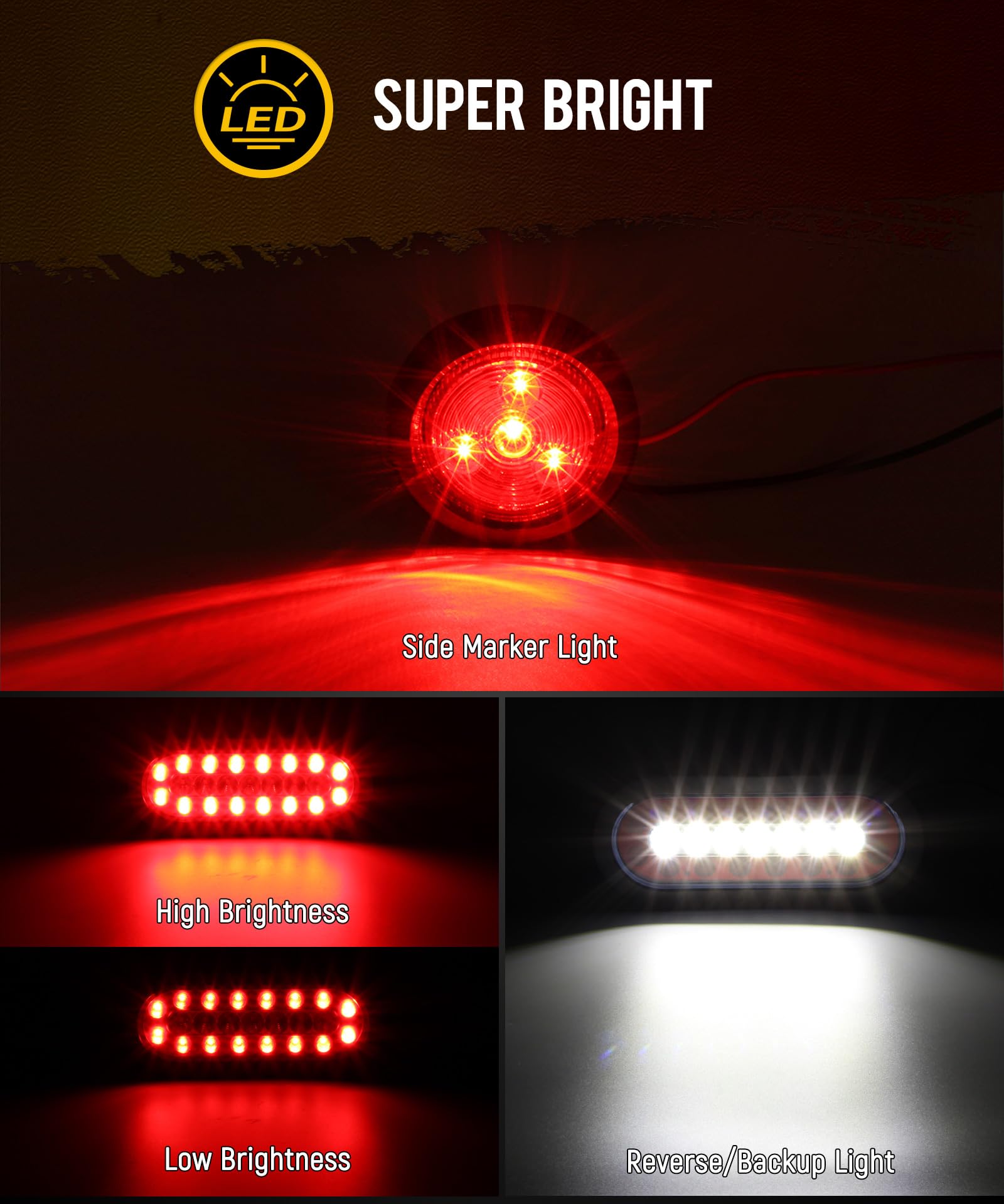 Partsam 6-inch oval LED tail light close-up showing bright optics and clear signaling
