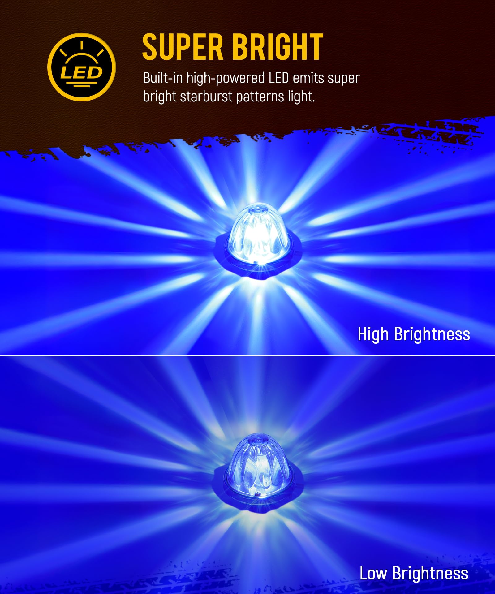 Partsam closeup glass starburst pattern LED demonstrating focused light