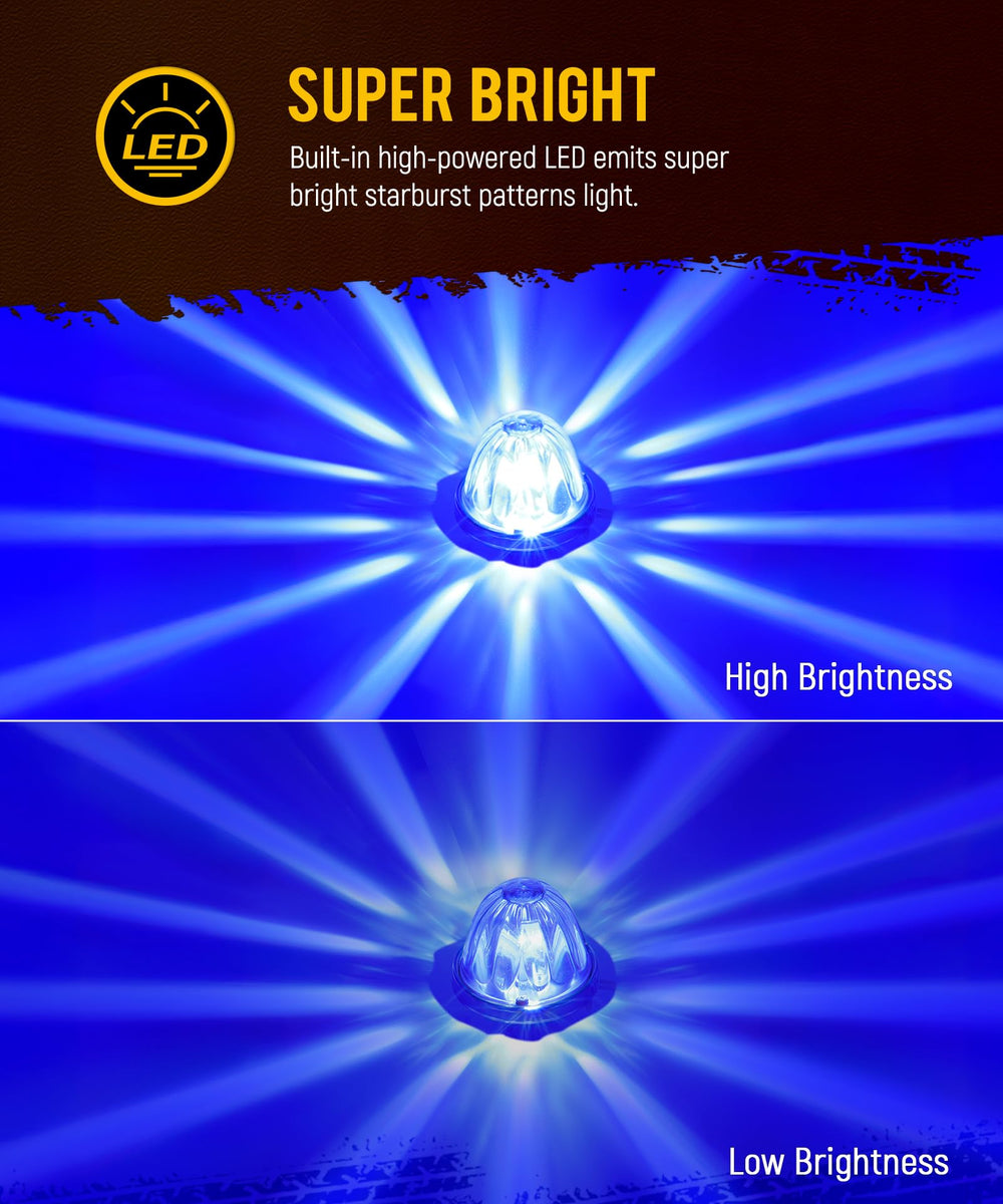 Partsam closeup glass starburst pattern LED demonstrating focused light