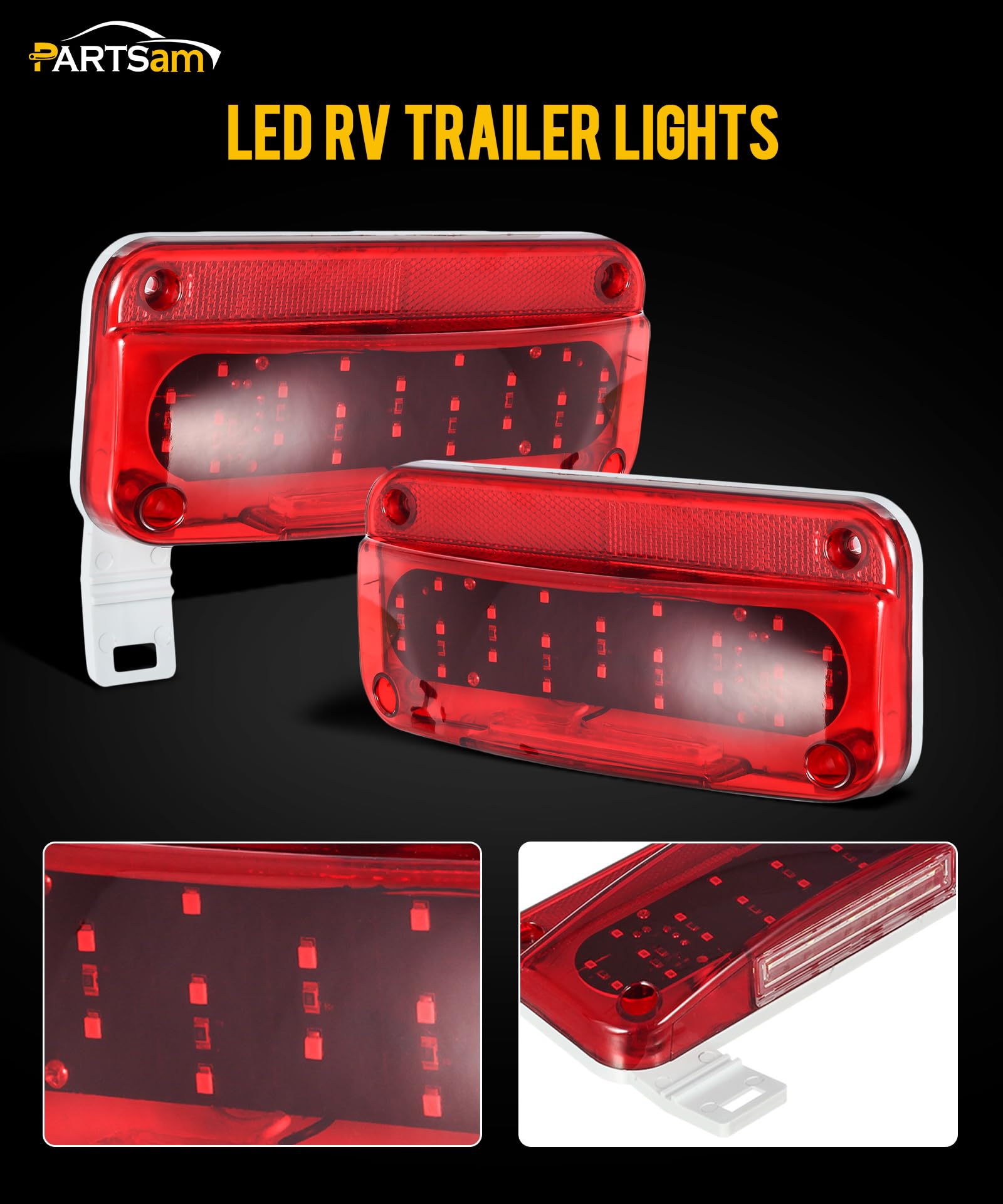 Partsam close-up of 49 LED array and reflex surface for brighter signaling