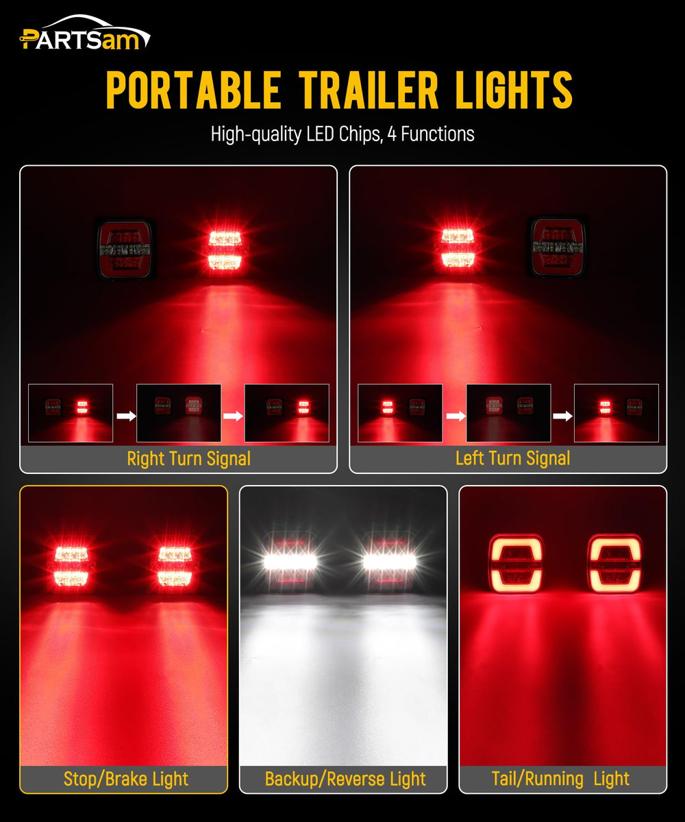 Partsam close-up of 26 LEDs highlighting bright visibility for towing