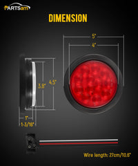 Partsam close-up of red lens and 12 LEDs highlighting bright visibility