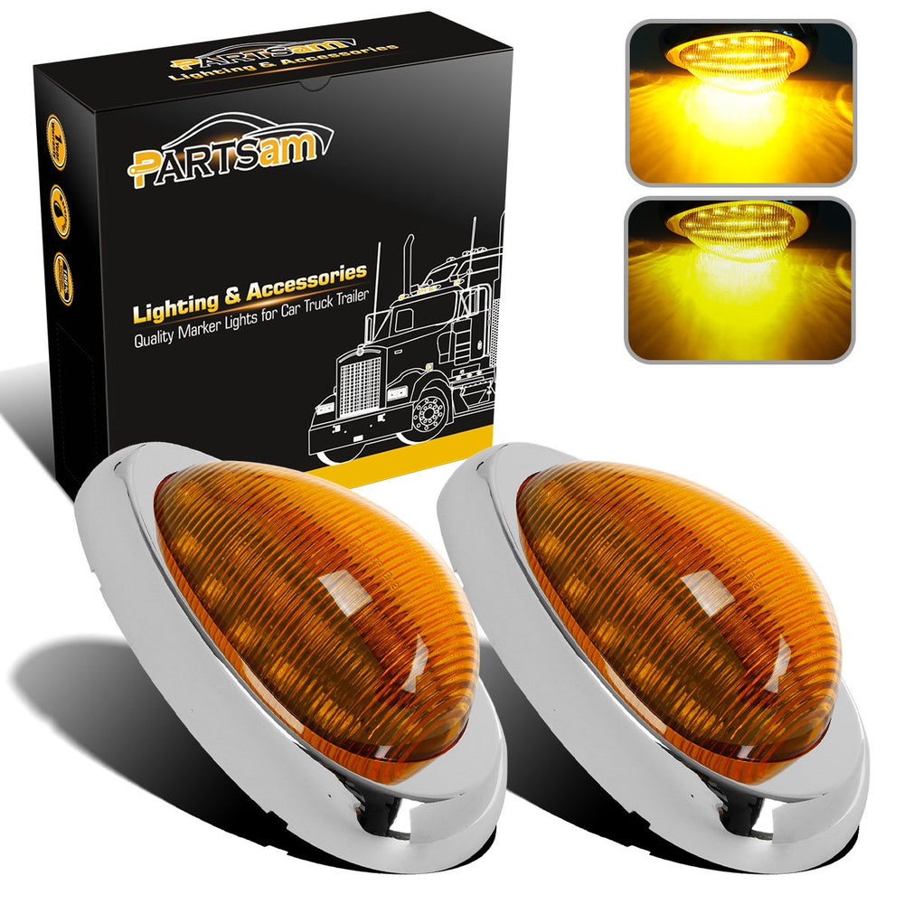 Partsam front view amber teardrop marker showing bright visibility benefit