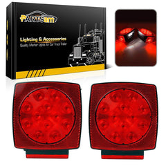 Partsam front face square trailer light showing clear lens and LEDs for improved visibility