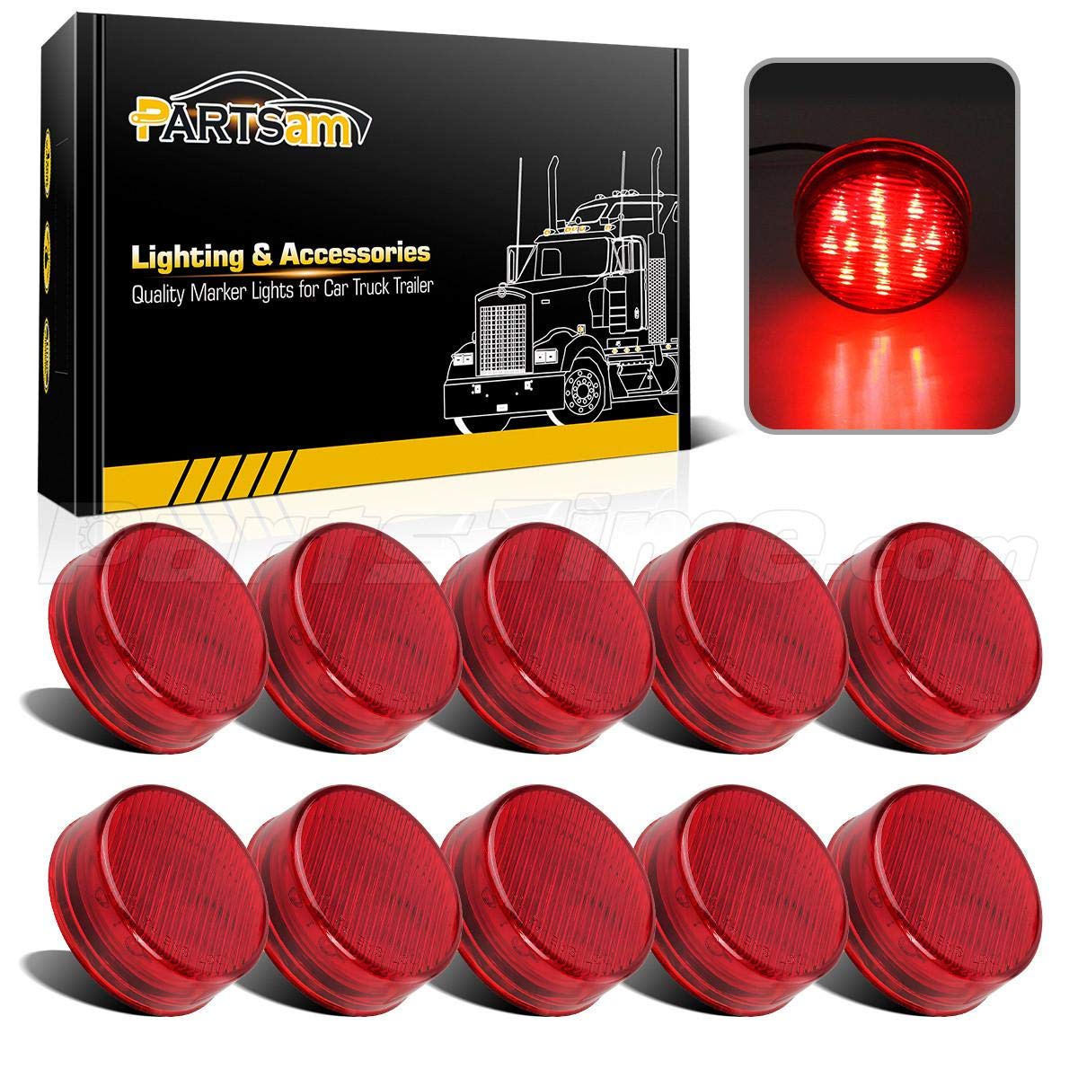 Partsam front lens view showing bright red light for increased road visibility