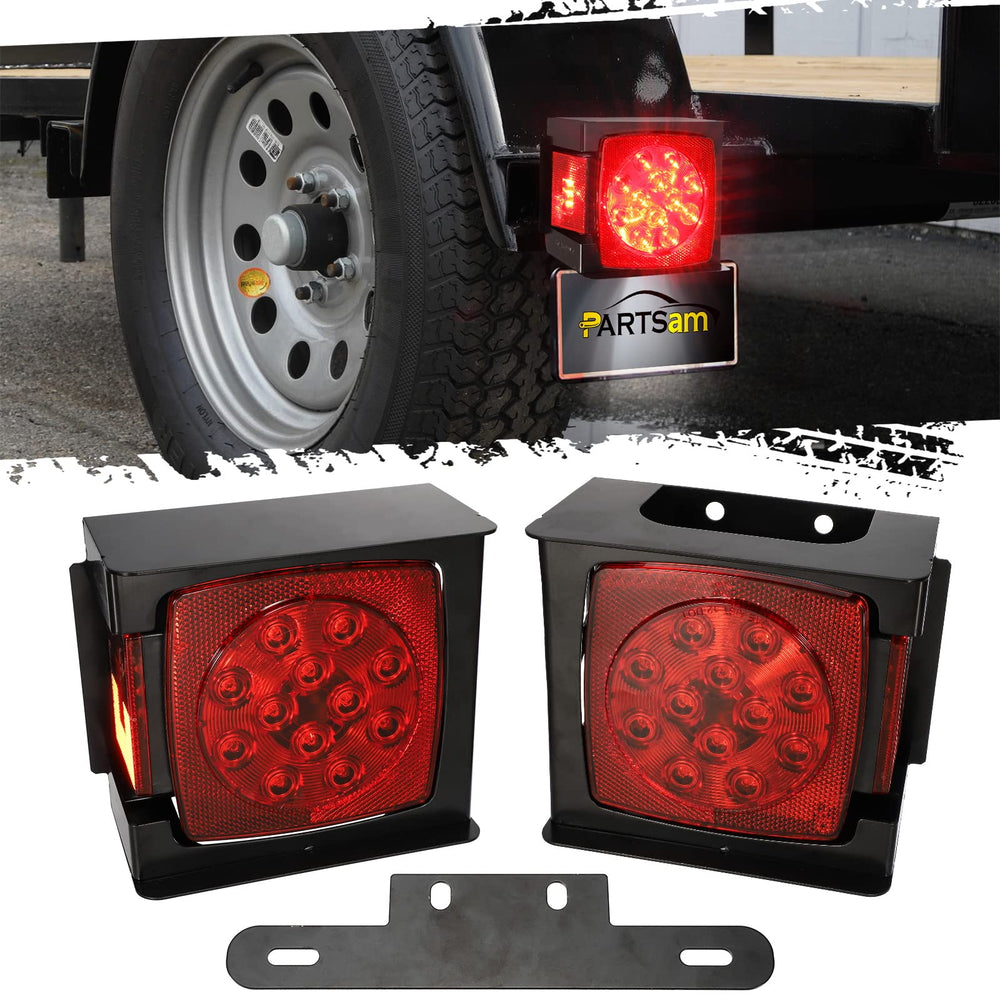 Partsam front-facing square LED light showing bright red LEDs and reflector benefit visibility
