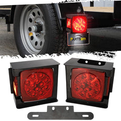 Partsam front-facing square LED light showing bright red LEDs and reflector benefit visibility