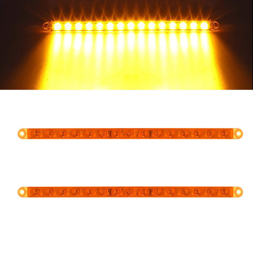 Partsam front view of amber light bar showing slim profile and bright signaling