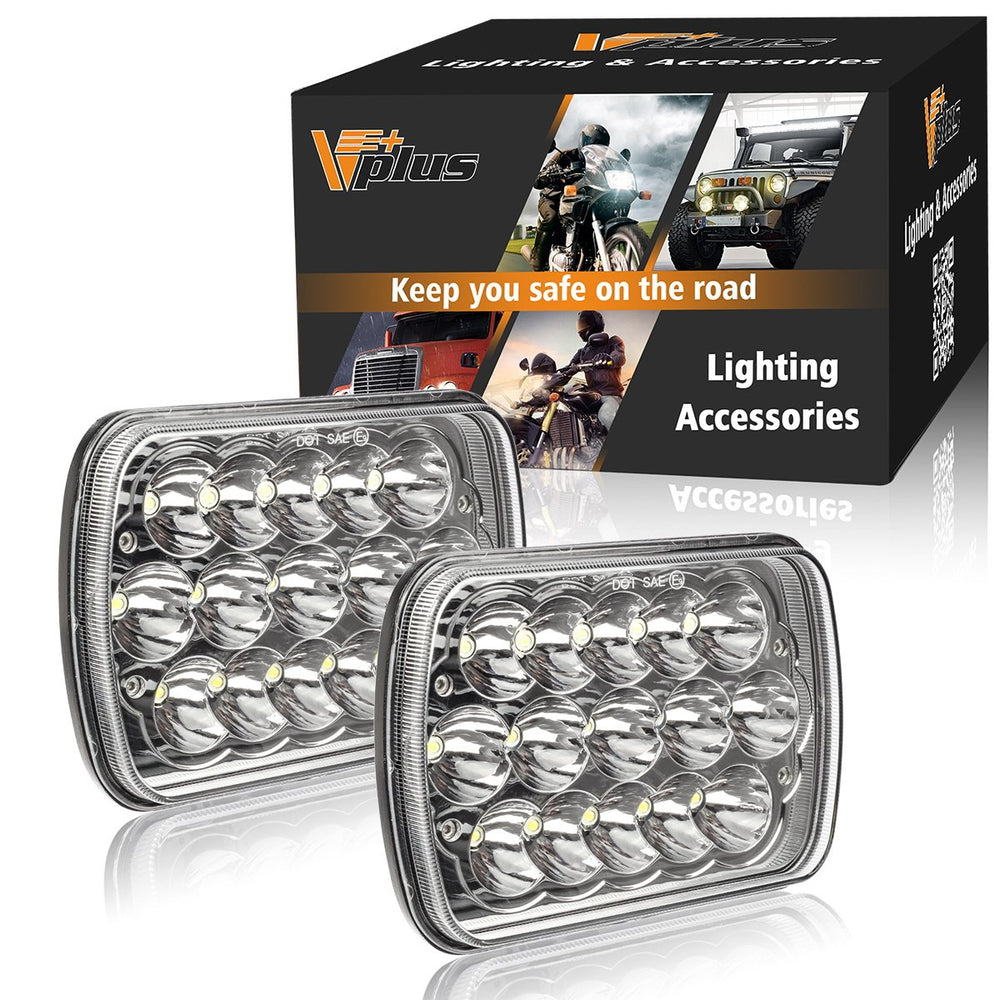 Partsam front view of 5x7 LED headlight showing fit and finish benefit